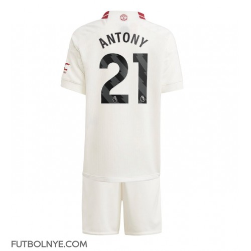 Camiseta Manchester United Antony #21 Tercera Equipación para niños 2023-24 manga corta (+ pantalones cortos)